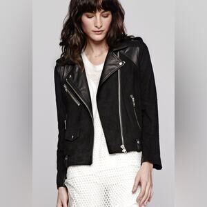 IRO lamb leather suede black adila jacket moto 38 small